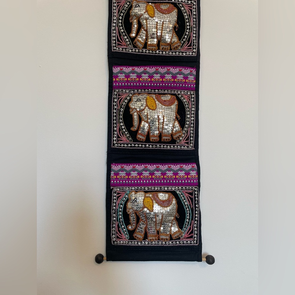 Thai Elephants Tapestry Mail Letter Organizer Handmade Art Home Decor - Picture 5 of 7